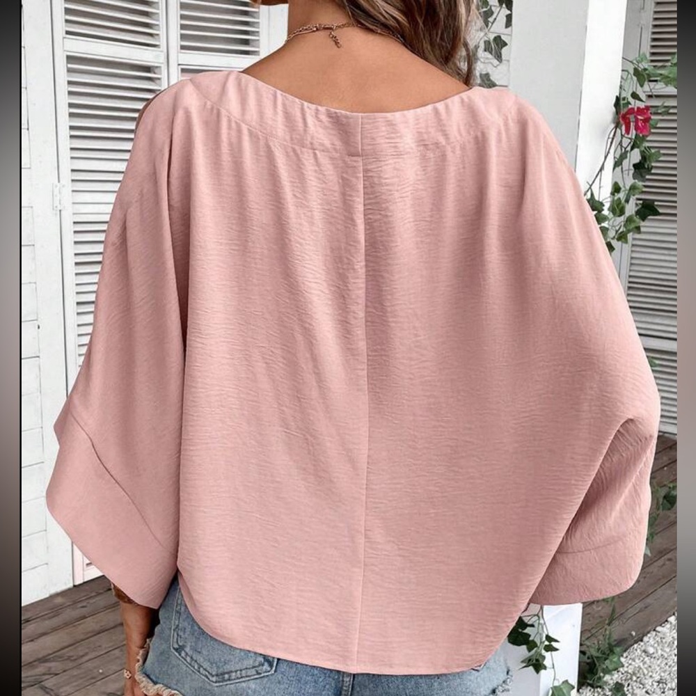 Oversized Cut Out Cold Shoulder Top Blouse Shirt - Picture 5 of 6